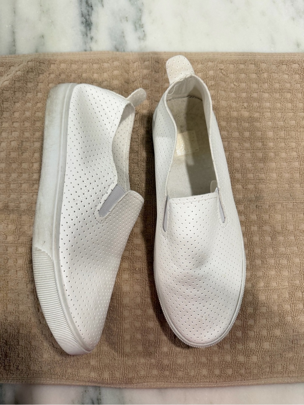 SHEIN White Perforated Slip-On Flats